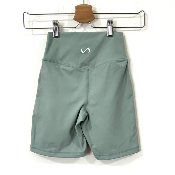 TLF Take Life Further XS Womens Sage Green Pull Up Workout Shorts Activewear - Picture 2 of 7